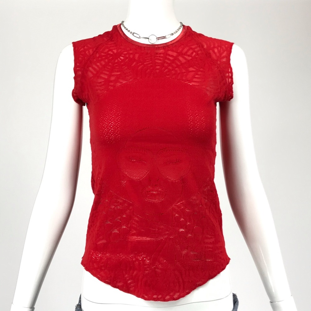 Vtg 90s y2K 00s red knit rare kitschy top ❤️